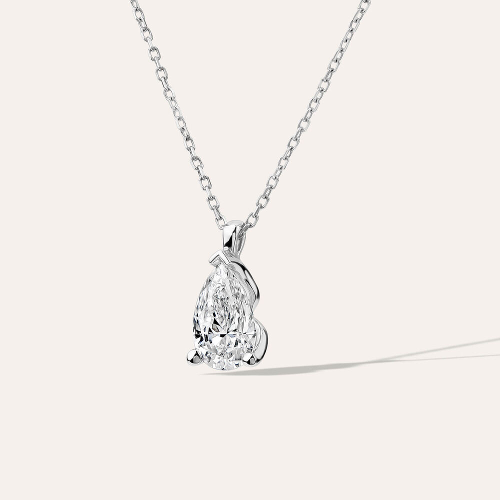 Born 9ct White Gold 1.00ct Lab Grown Pear Diamond Pendant