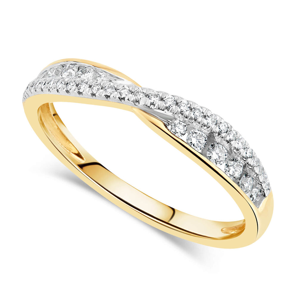 9ct Yellow Gold 0.25 Carat Diamond Claw & Channel Crossover Ring image number 0
