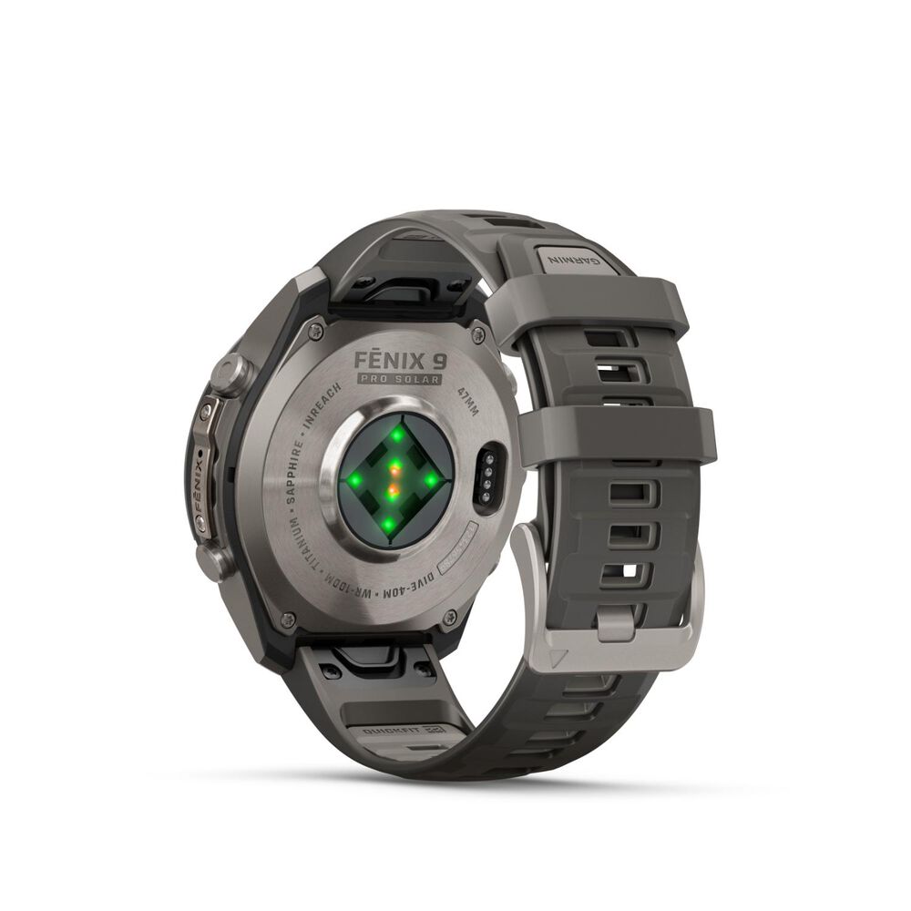Garmin fenix 9 Pro Solar 47mm Titanium Pebble Grey Silicone Strap Watch