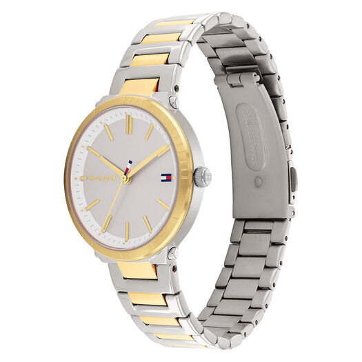 Tommy Hilfiger 34mm Silver Dial Steel & Yellow Gold Plated Case Watch