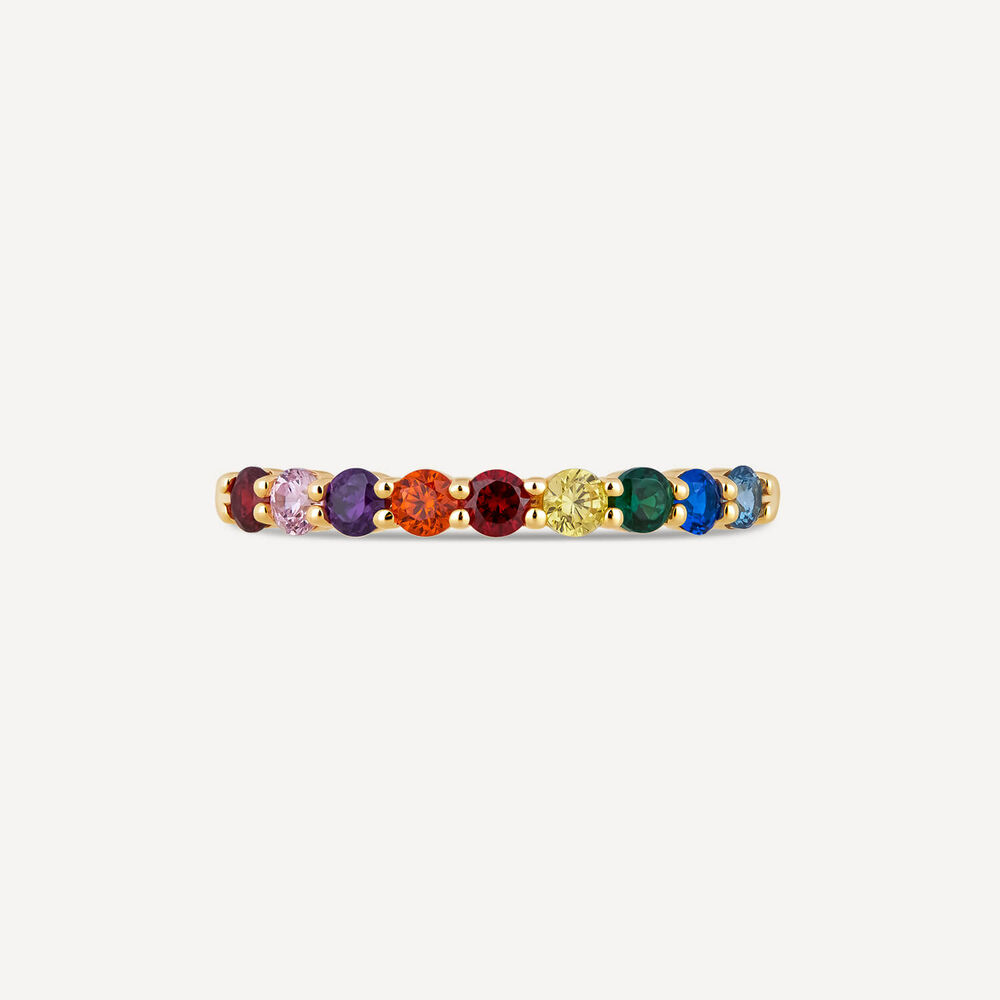 9ct Yellow Gold Multi Colour Cubic Zirconia Set Eternity Ring