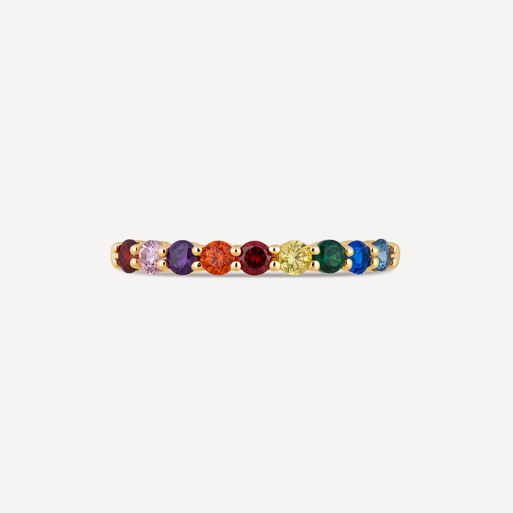 9ct Yellow Gold Multi Colour Cubic Zirconia Set Eternity Ring image number 1