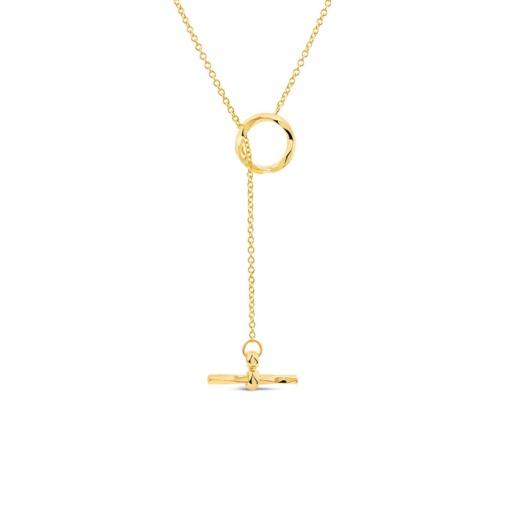 9ct Yellow Gold Diamond Cut Lariat T-Bar Necklet image number 0