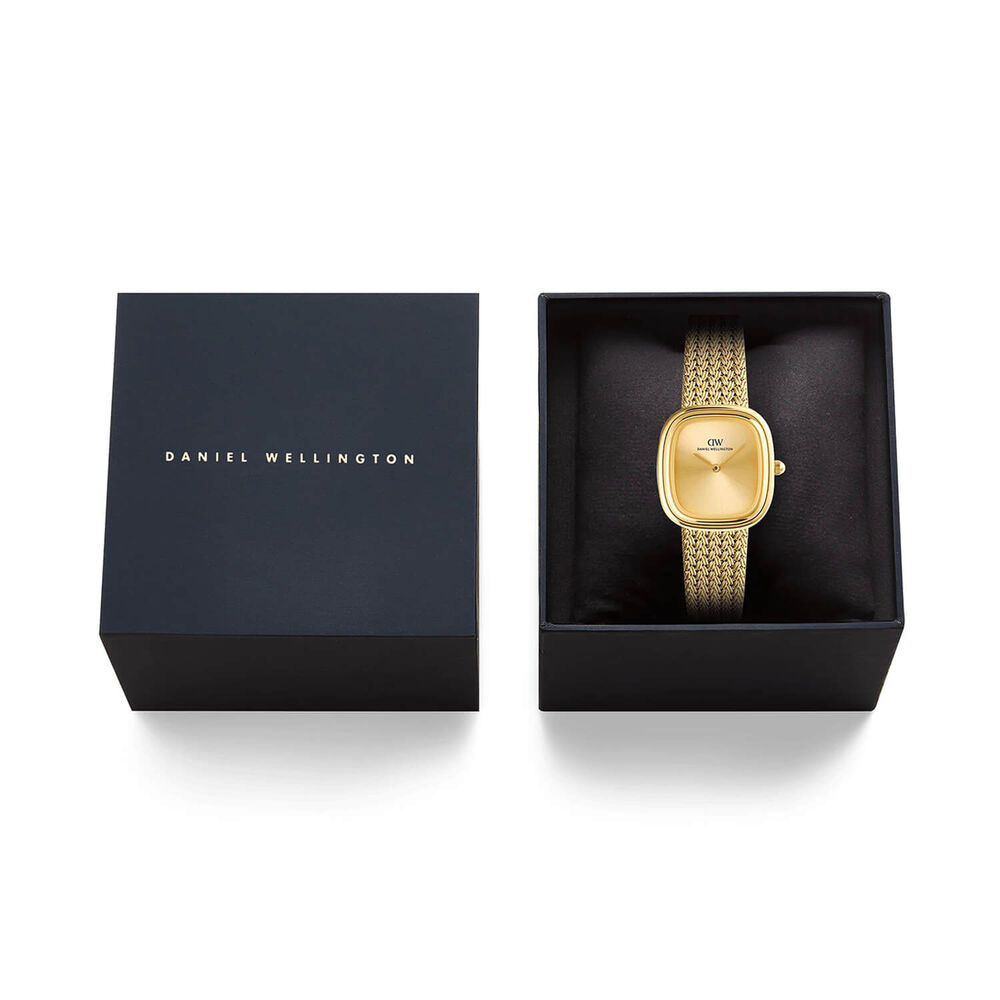 Daniel Wellington Margot 24x26mm Gold Tone Sunray Dial Steel Braided Mesh Bracelet Watch