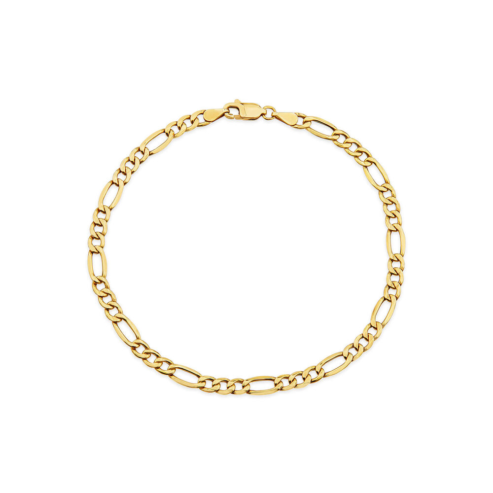 9ct Yellow Gold Bevelled Figaro 8.5 inch Bracelet