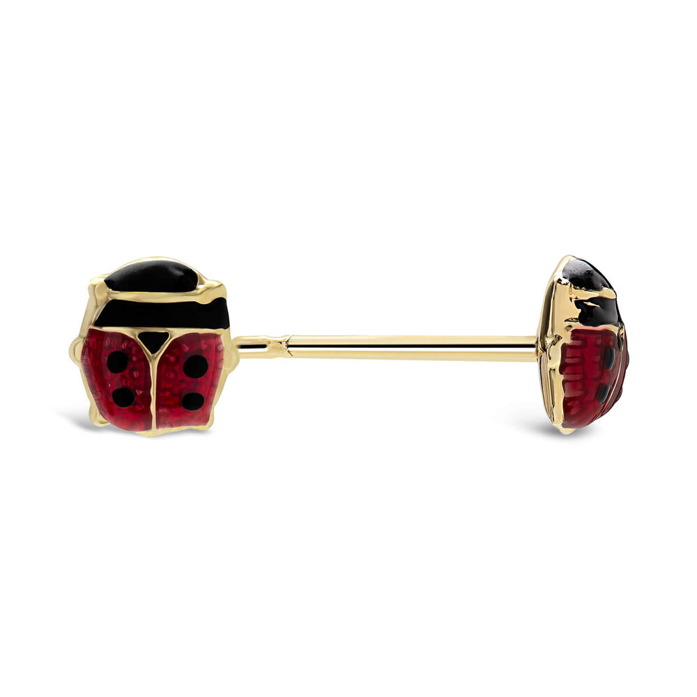 9ct Yellow Gold Ladybird Kids Stud Earrings image number 1