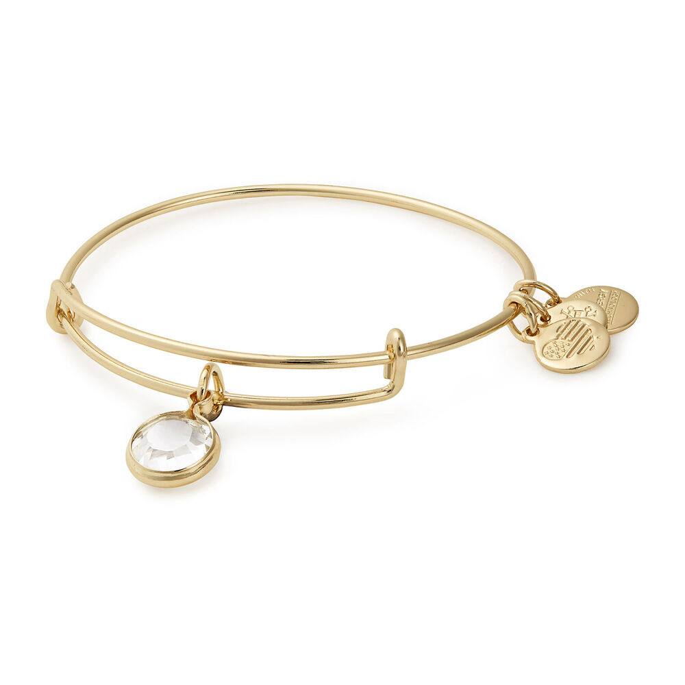 Alex And Ani Gold-Tone Swarovski Crystal April Birthstone Bangle image number 0