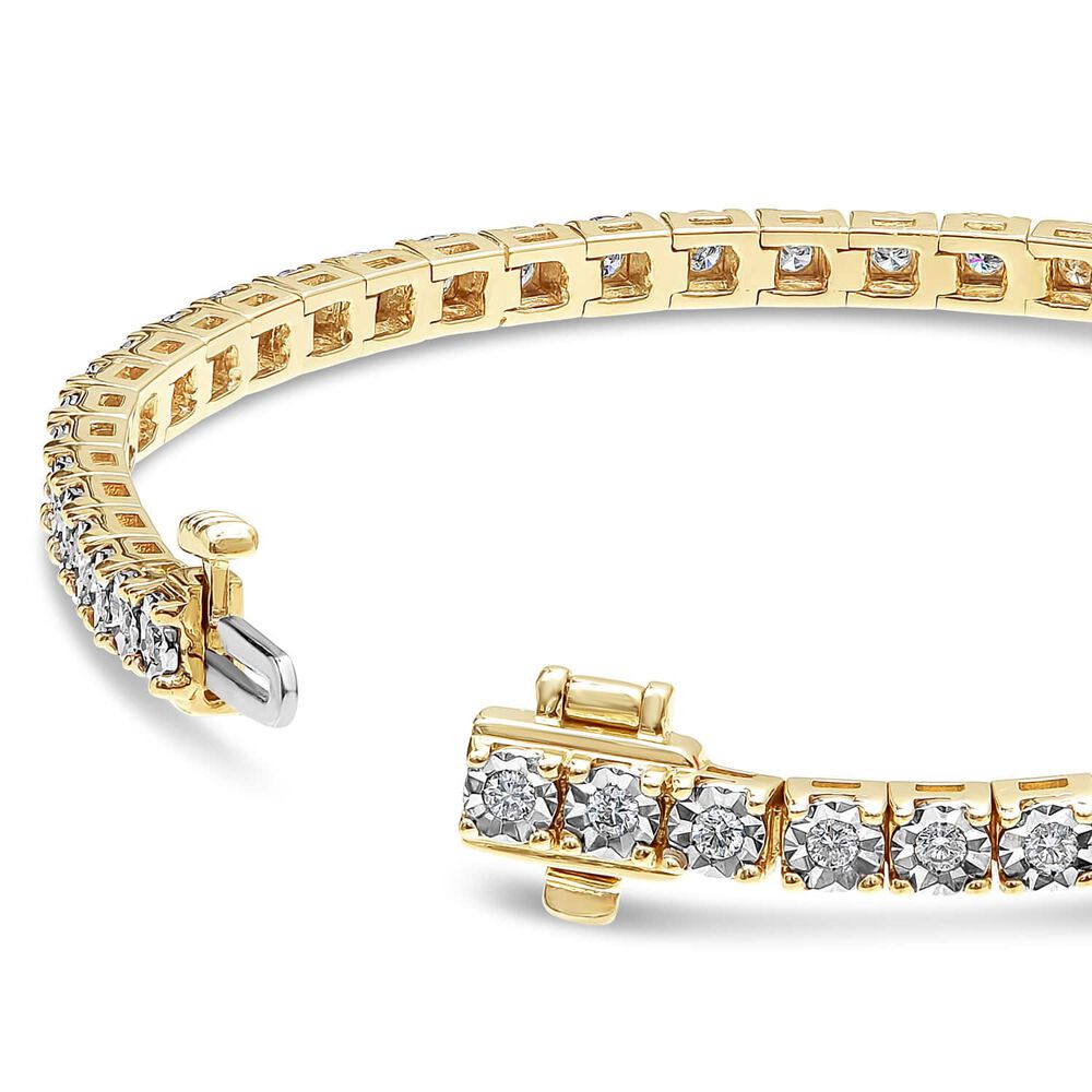 9ct Yellow Gold 1.00ct Diamond Tennis Bracelet image number 2