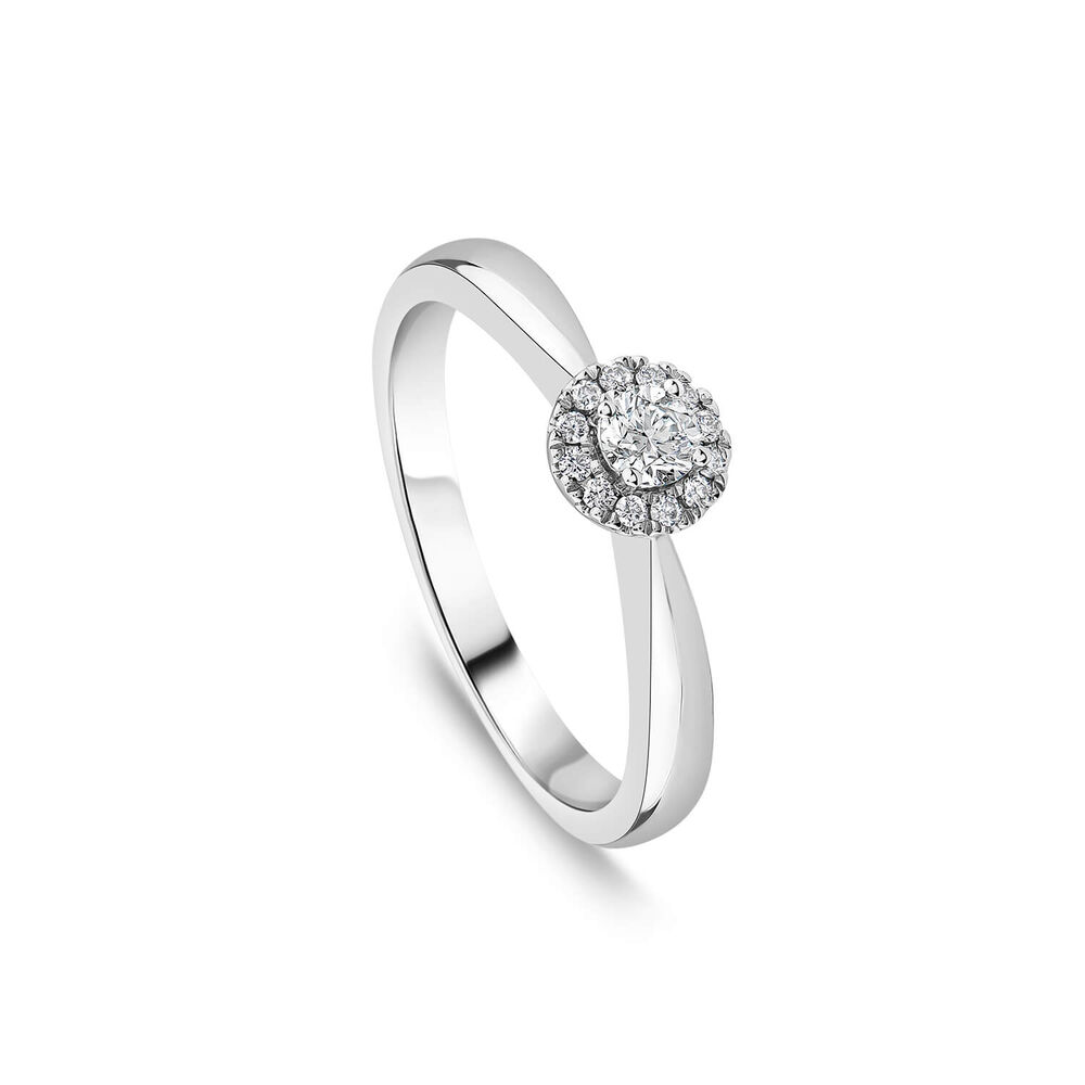 9ct White Gold 0.10ct Classic Halo Diamond Ring image number 0