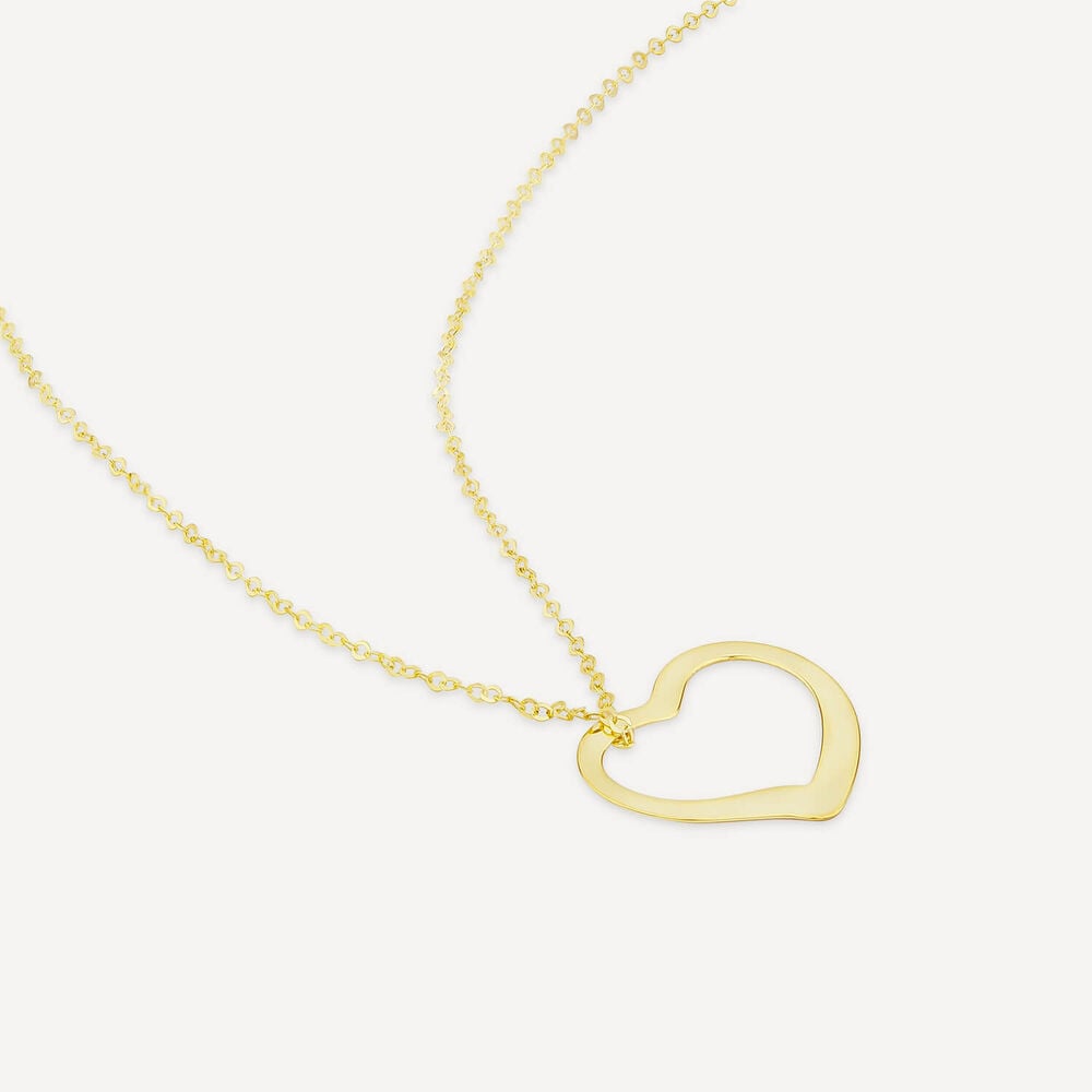 9ct Yellow Gold Open Dangling Heart Necklet image number 3