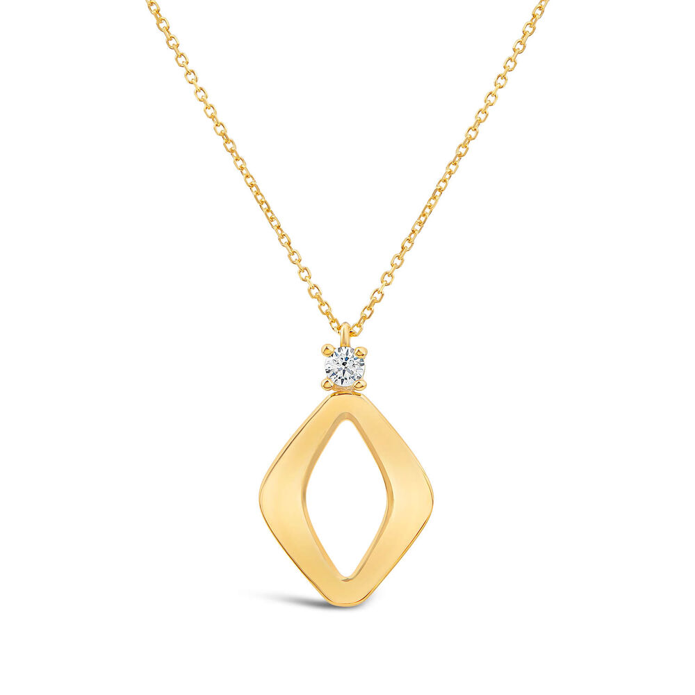 9ct Yellow Gold Open Polished Diamond Shape & Cubic Zirconia Top Pendant image number 0