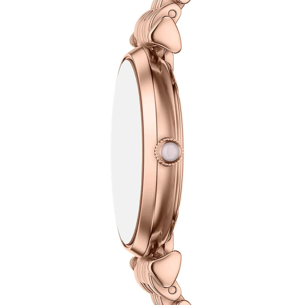 Emporio Armani Gianni T-Bar 32mm Pink Dial Rose Gold Tone Stainless Steel Bracelet Watch