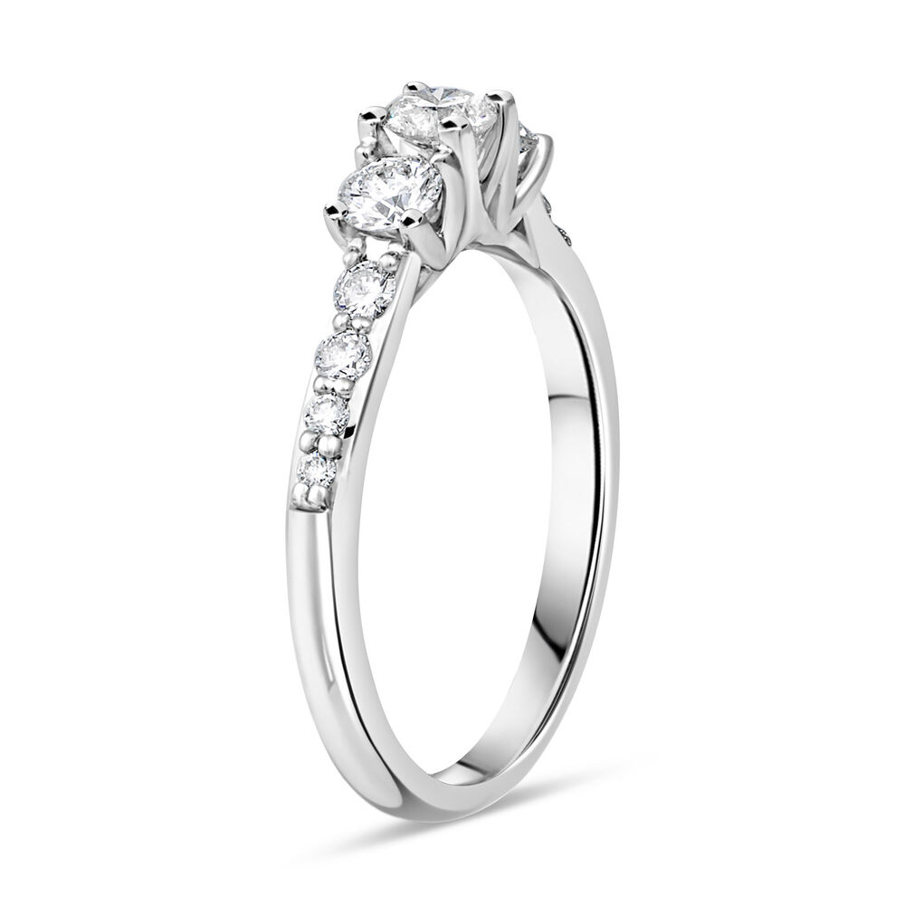 Ladies 18ct White Gold Trilogy Diamond Engagement Ring image number 3