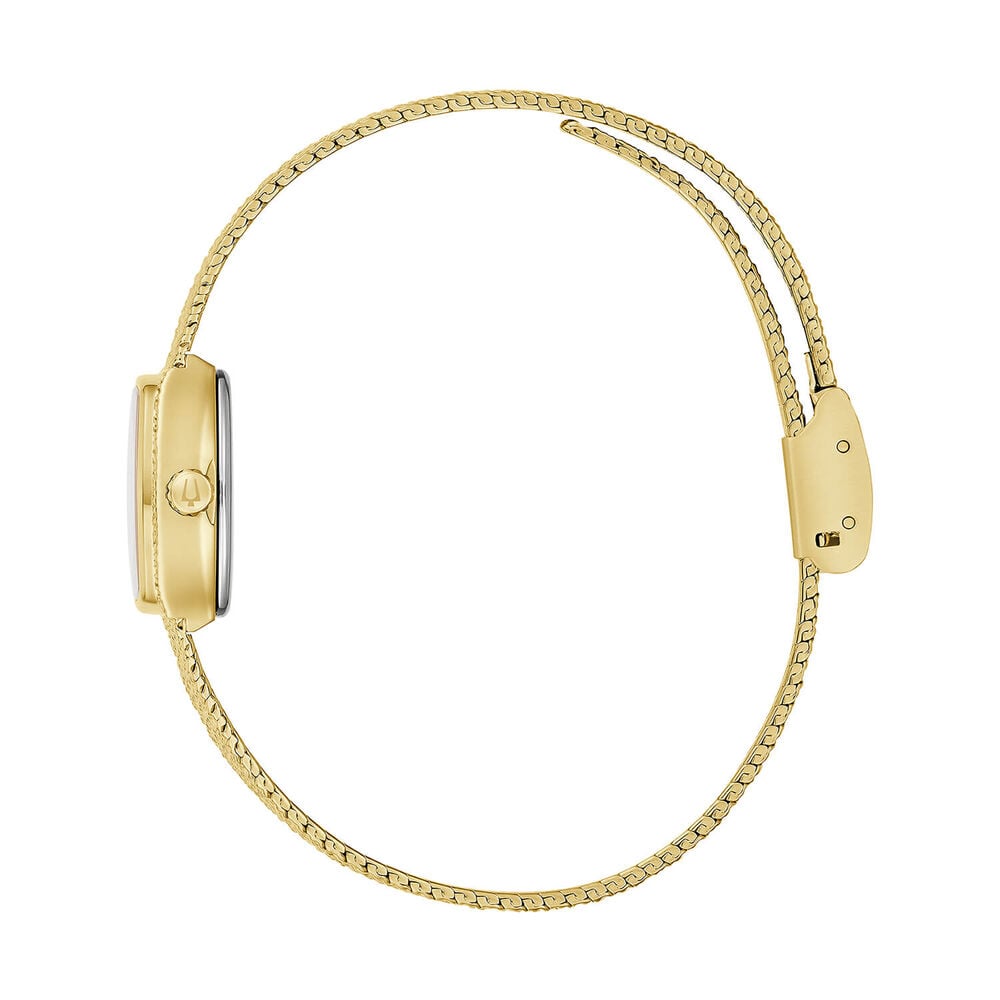 Bulova Goddess of Time 17mm Green Malachite Dial Gold Tone Steel Mesh Bracelet Watch image number 2