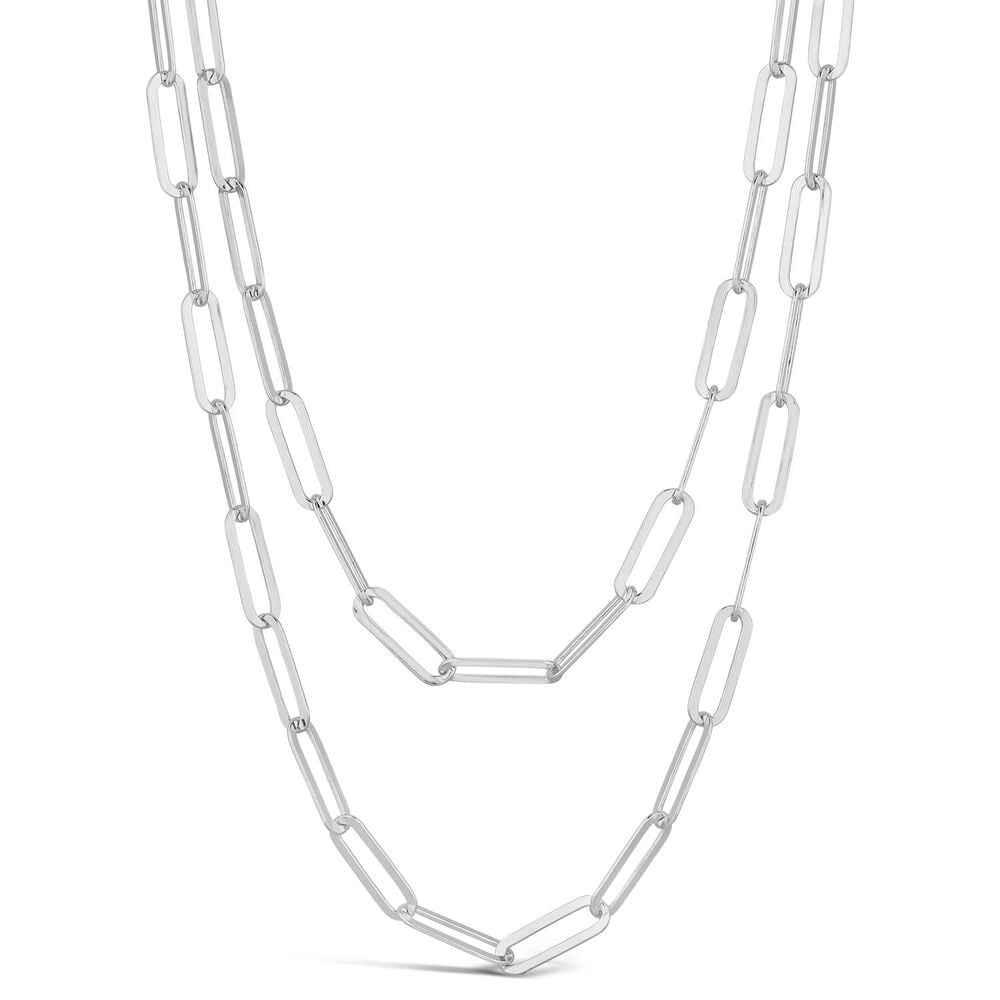 Sterling Silver Double Paperlink Chain Ladies Necklet image number 0