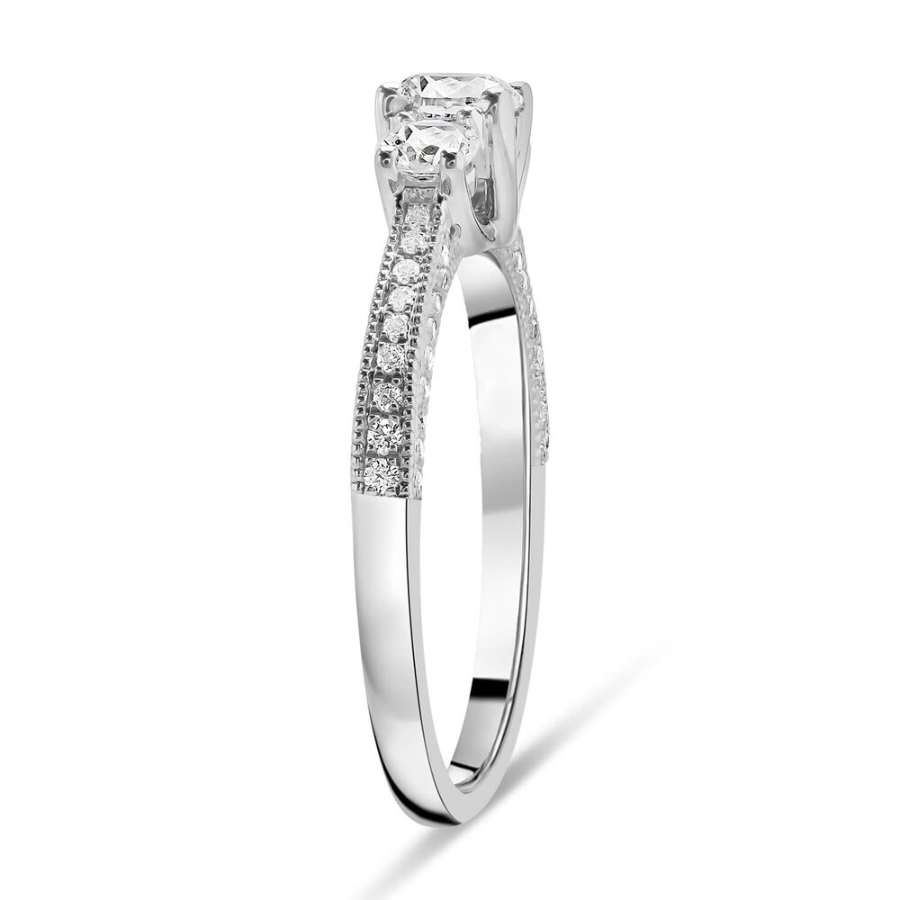 Kathy De Stafford 18ct White Gold ''Marita'' 3 Stone Diamond & Pave Shoulders 0.75ct Ring image number 3