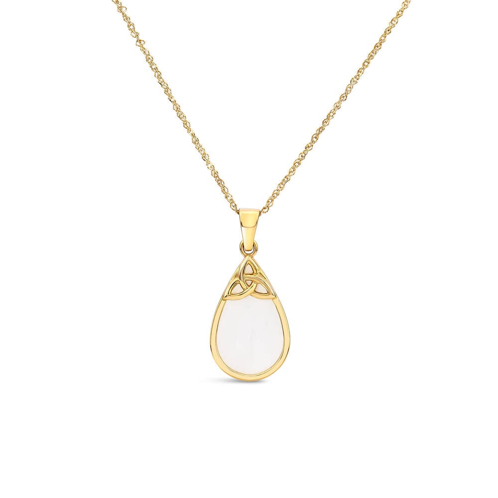 9ct Yellow Gold Mother of Pearl Pear Trinity Knot Pendant