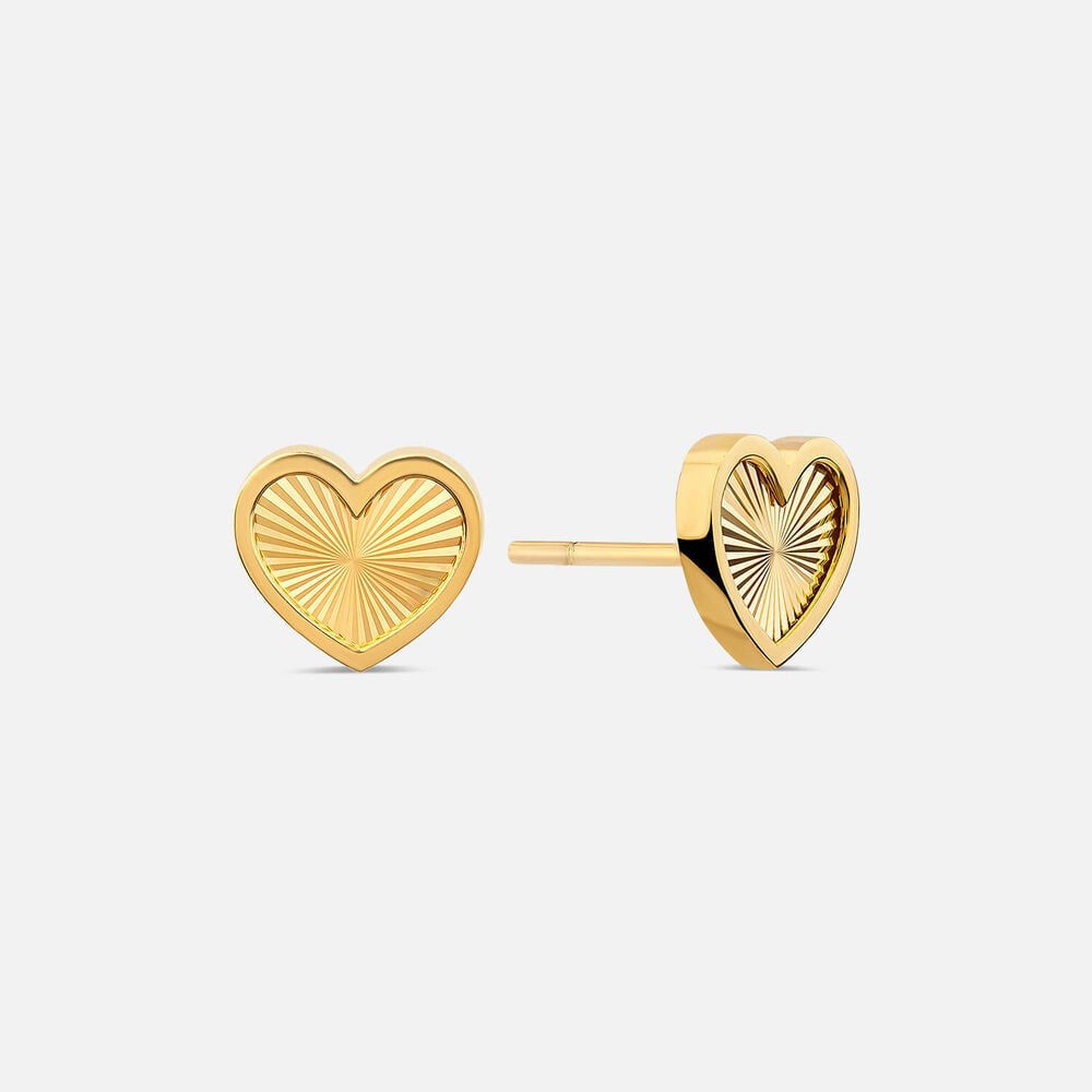 9ct Yellow Gold Heart Stud Earrings