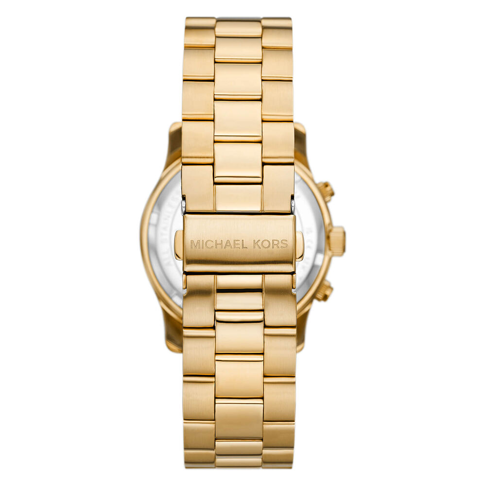 Michael Kors Runway 38mm Champagne Chrono Dial Yellow Gold PVD Bracelet Watch image number 4