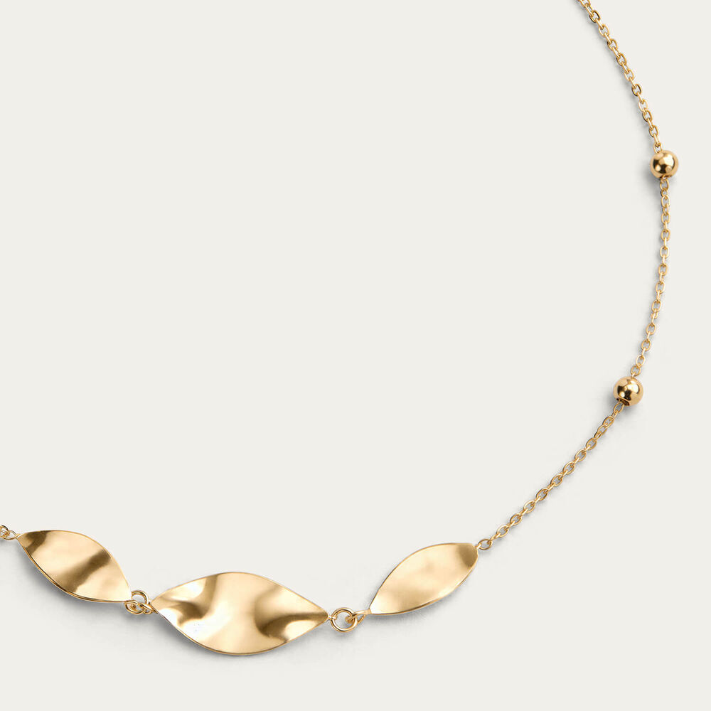 9ct Yellow Gold Polished Leaves Beaded Bracelet