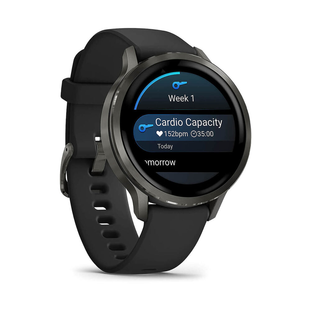 Garmin Venu 4 41mm Slate Bezel Black Silicone Strap Watch image number 3
