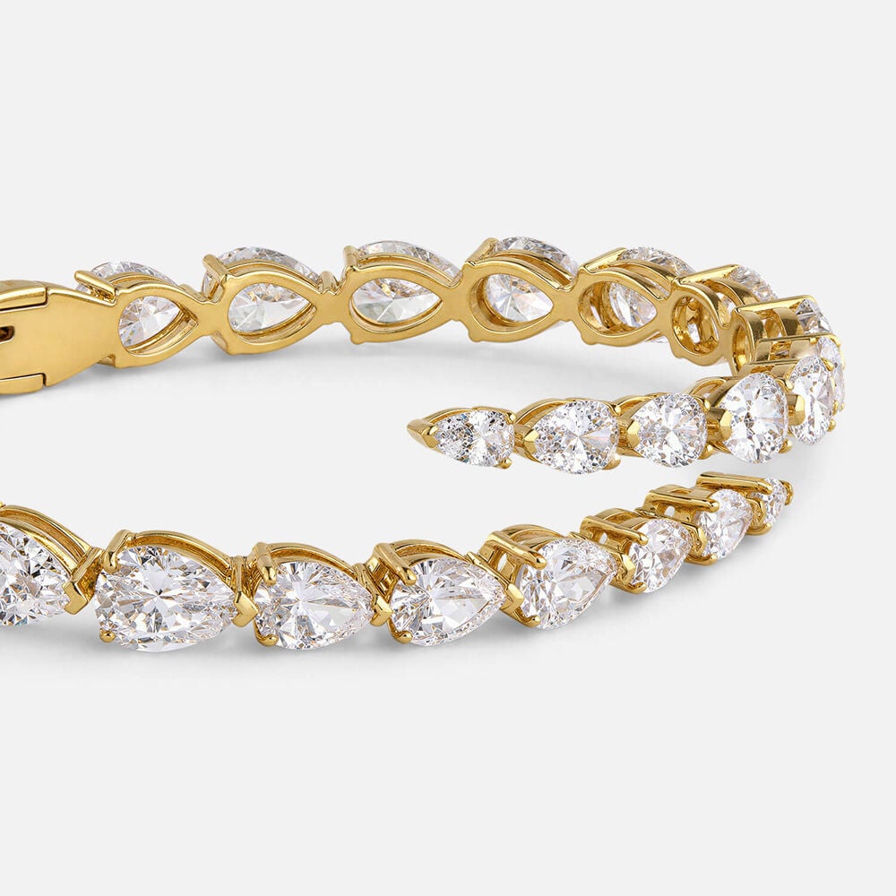 Yellow Gold Plated Sterling Silver Pear Cubic Zirconia Bangle