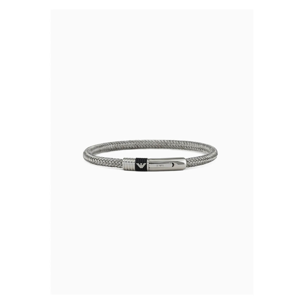 Emporio Armani Stainless Steel Black Rubber Inlay Bracelet