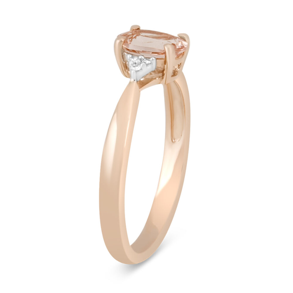 9ct Rose Gold Oval Morganite and Diamond Ring image number 3