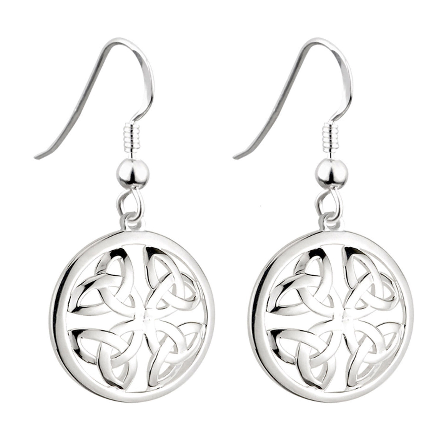 Solvar Sterling Silver Trinity Knot Circle Earrings