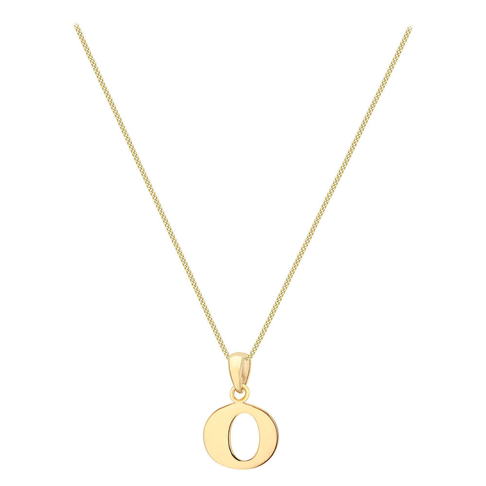 9ct Yellow Gold Plain Initial O Pendant With 16-18' Chain (Special Order) (Chain Included) image number 1
