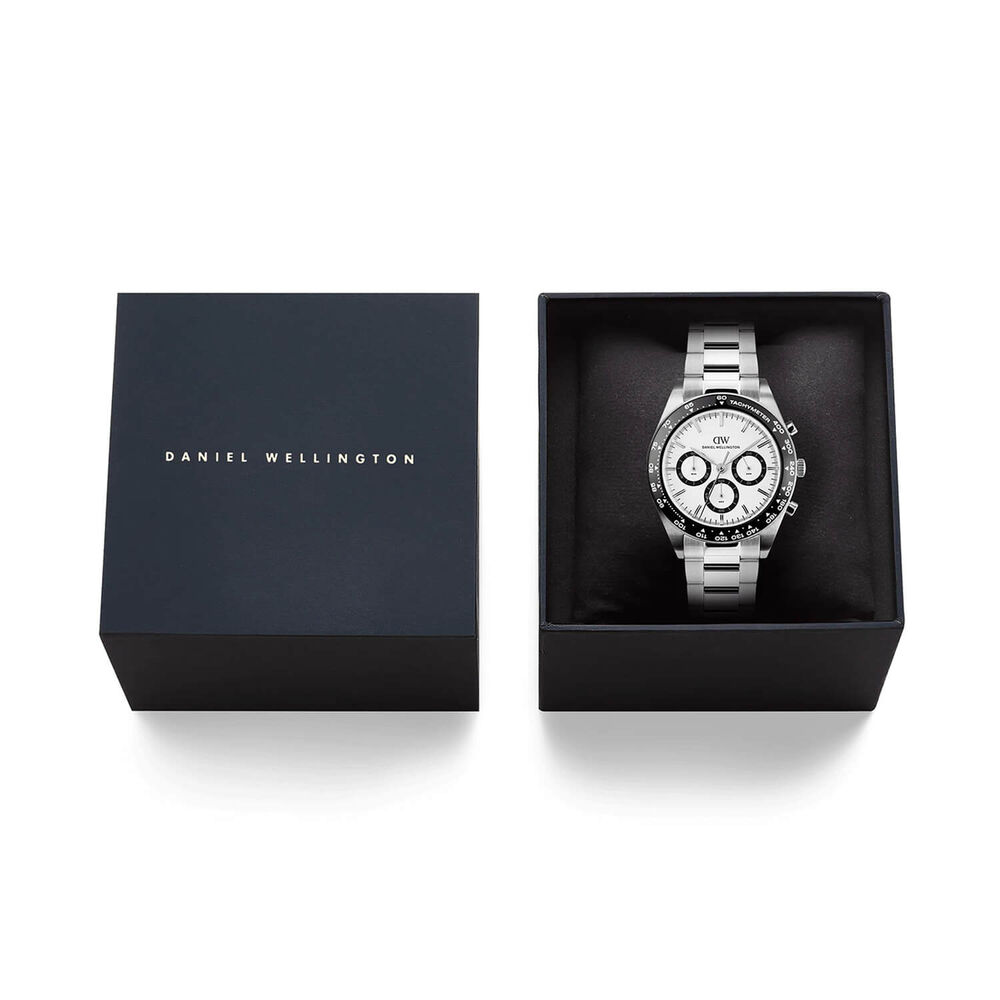 Daniel Wellington Iconic Tachymeter 42mm White Dial Stainless Steel Bracelet Watch