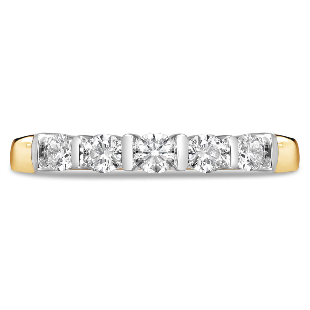 18 Carat Yellow Gold 5 Stone Diamond Bar Set 0.33ct Ladies Ring image number 1