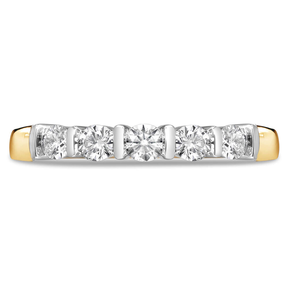 18 Carat Yellow Gold 5 Stone Diamond Bar Set 0.33ct Ladies Ring image number 1