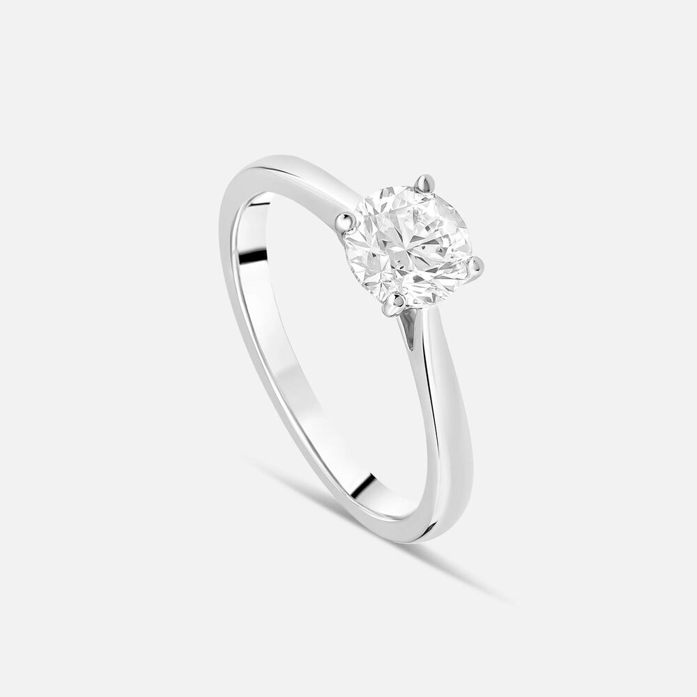 18ct White Gold 1.00ct Round Brilliant Diamond Four Claw Solitaire Ring