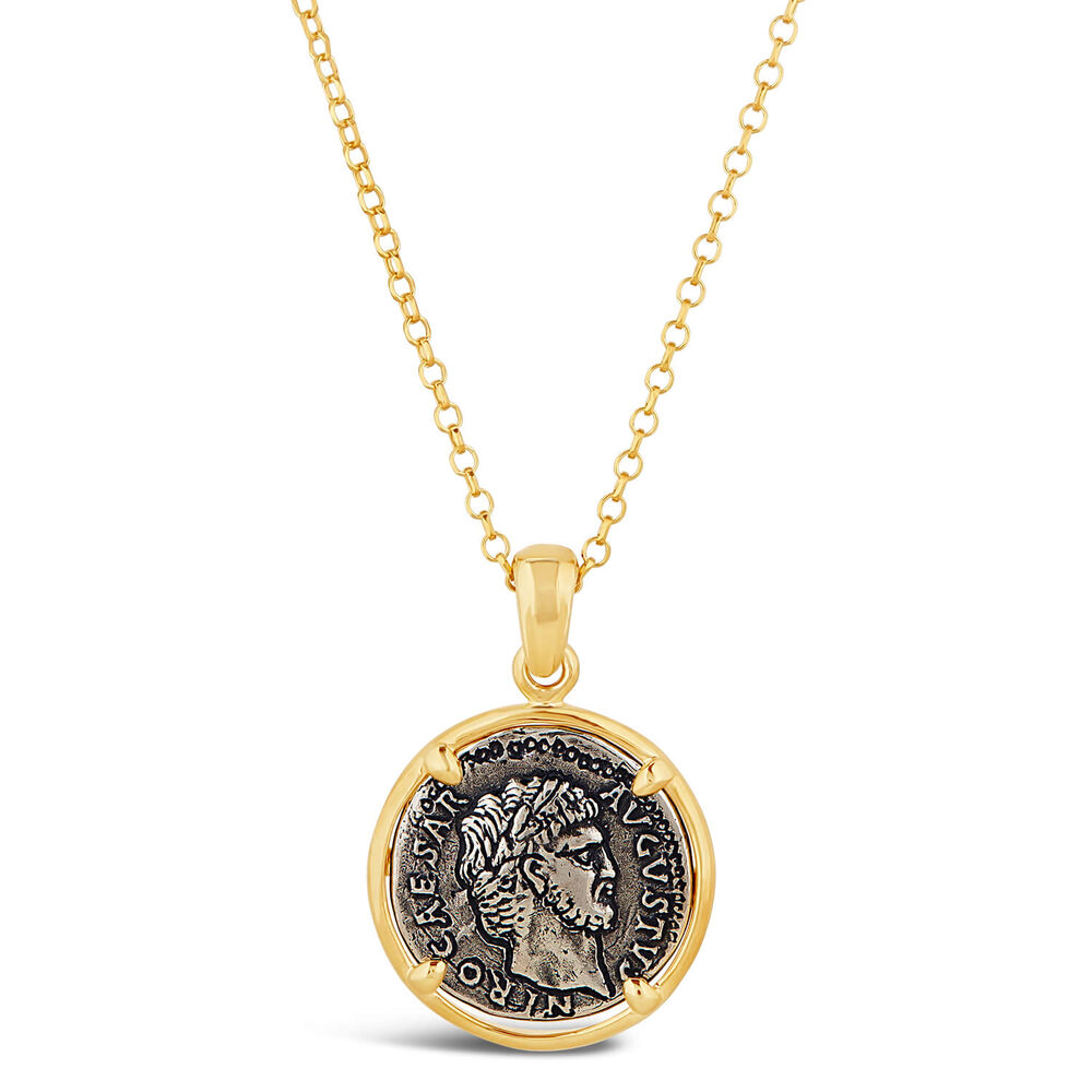 Sterling Silver and Yellow Gold Plated Vintage Coin Ladies Pendant Necklace (Chain Included)