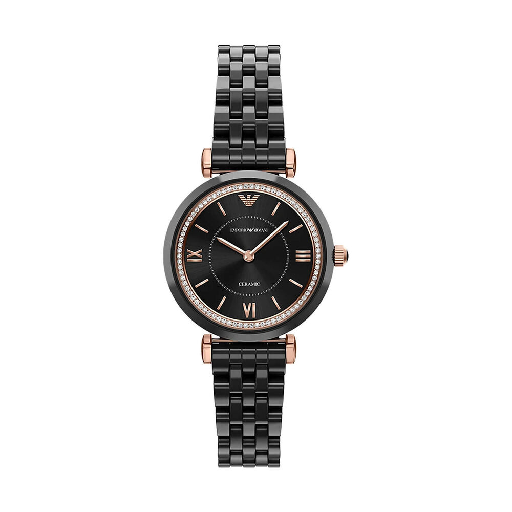 Emporio Armani 32mm Black Dial Black Ceramic Bracelet Watch