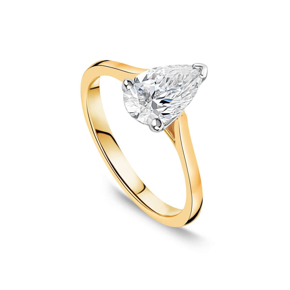 Born 18ct Yellow Gold Lab Grown 1.20ct Pear Diamond Ring image number 0