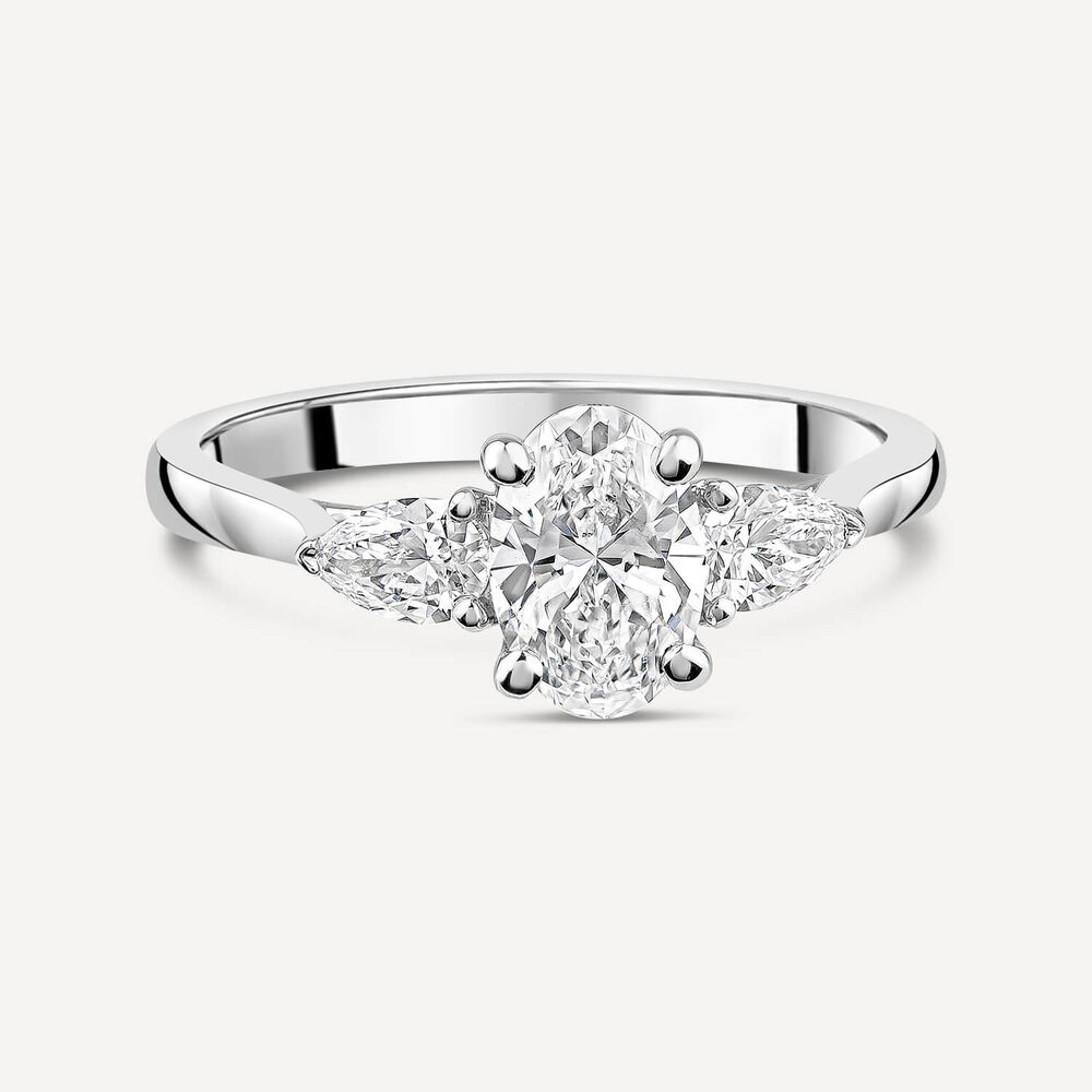 Born Platinum Lab Grown 1.40ct Oval & Pear Sides Diamond Ring