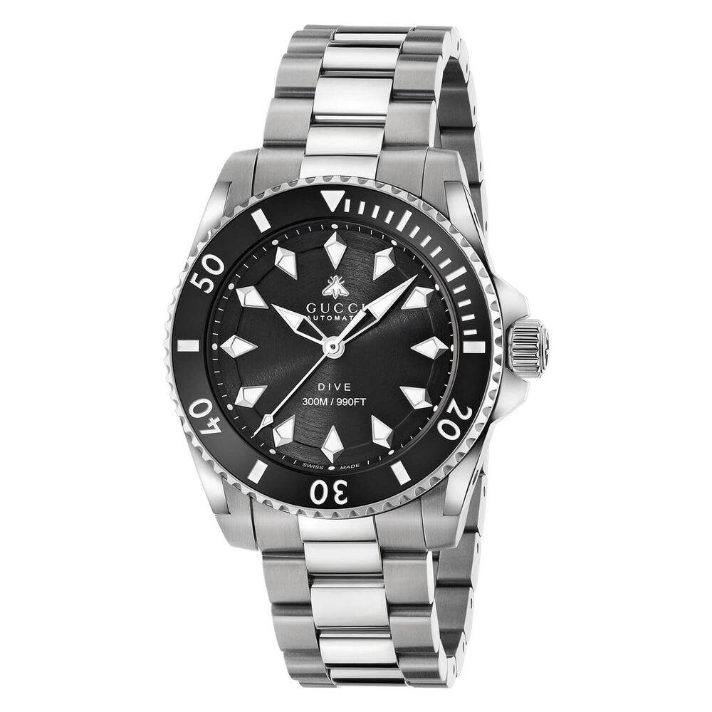 Gucci Dive 40mm Black Dial Ceramic Bezel Steel Bracelet Watch image number 0