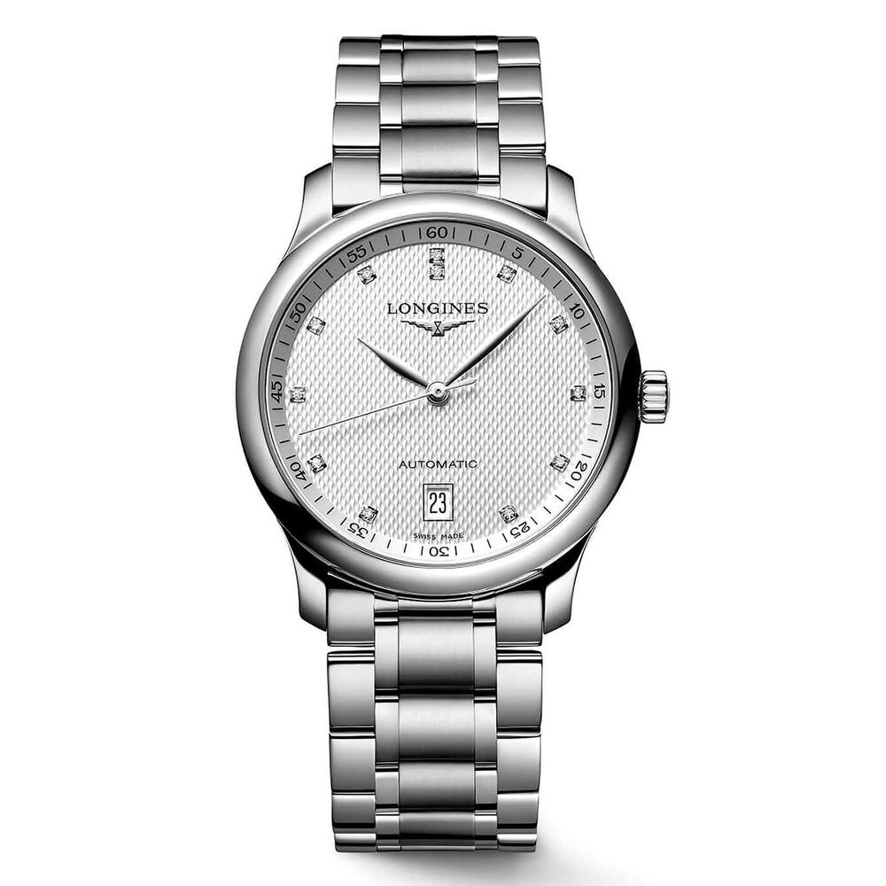 Pre-Owned Longines 38.5mm White Dial Diamond Dots Steel Bracelet Watch