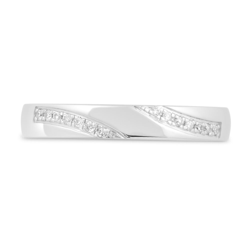 Ladies' 9ct White Gold Diamond Wave 3mm Wedding Ring image number 1