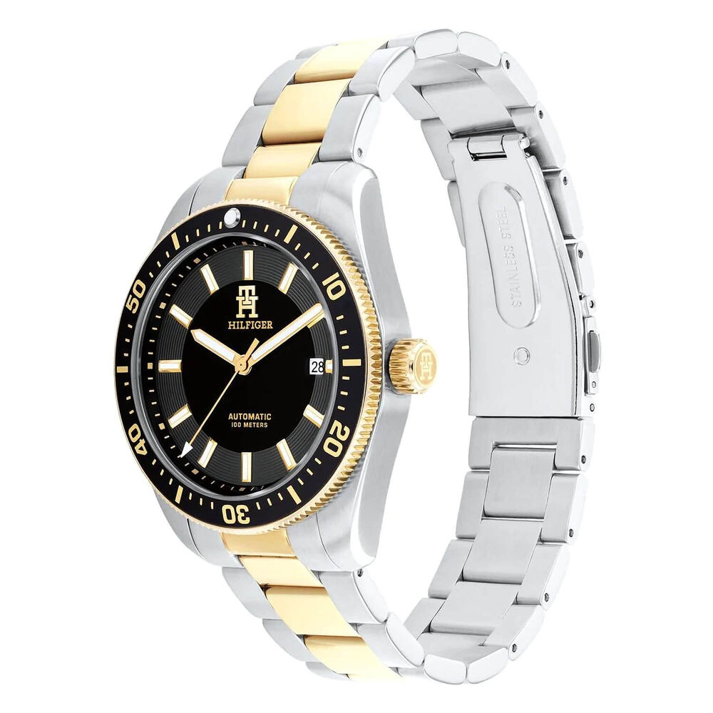Tommy Hilfiger 40mm Black Dial & Bezel Two-Tone Steel Bracelet Watch