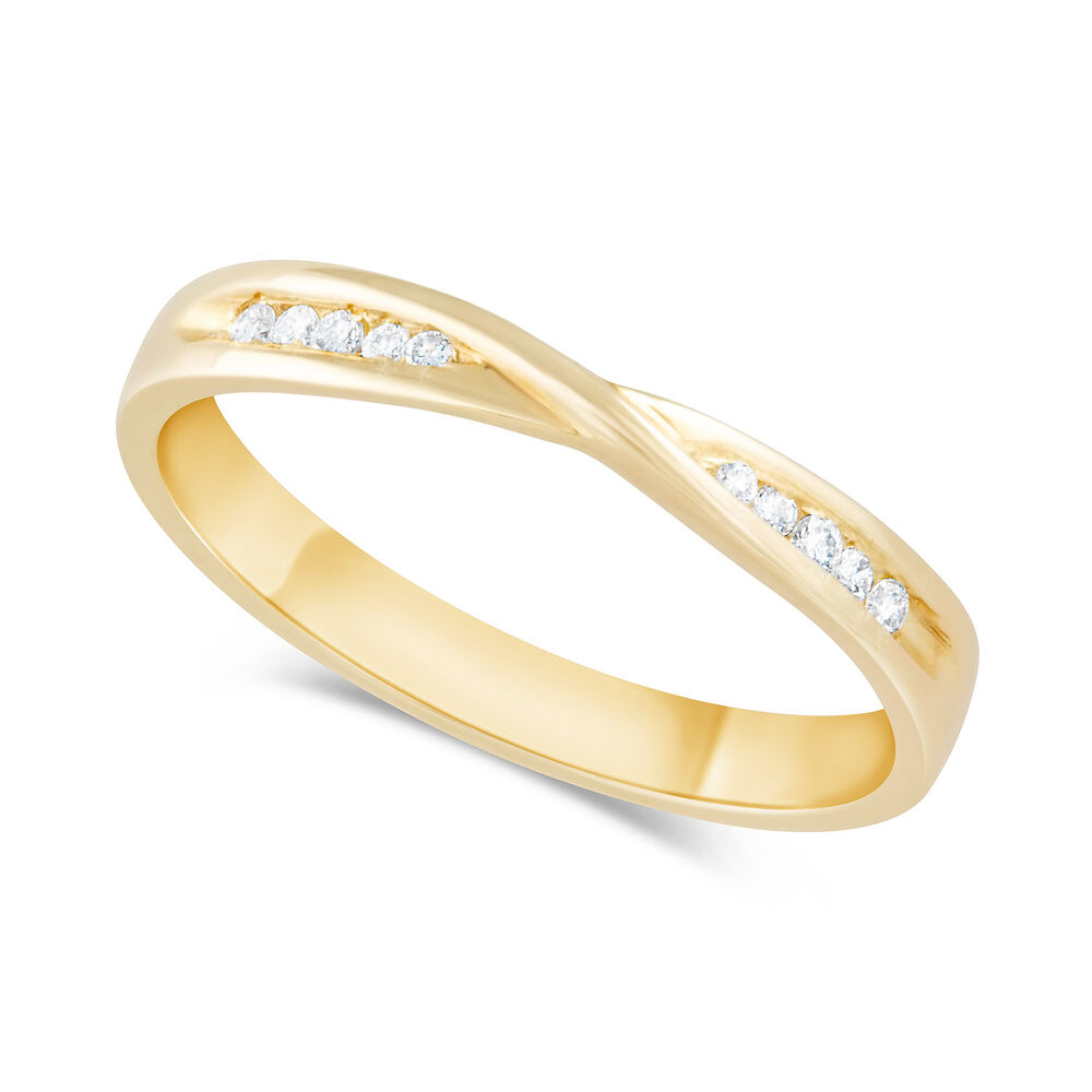 9ct Yellow Gold Shaped Diamond 3mm Wedding Ring image number 0