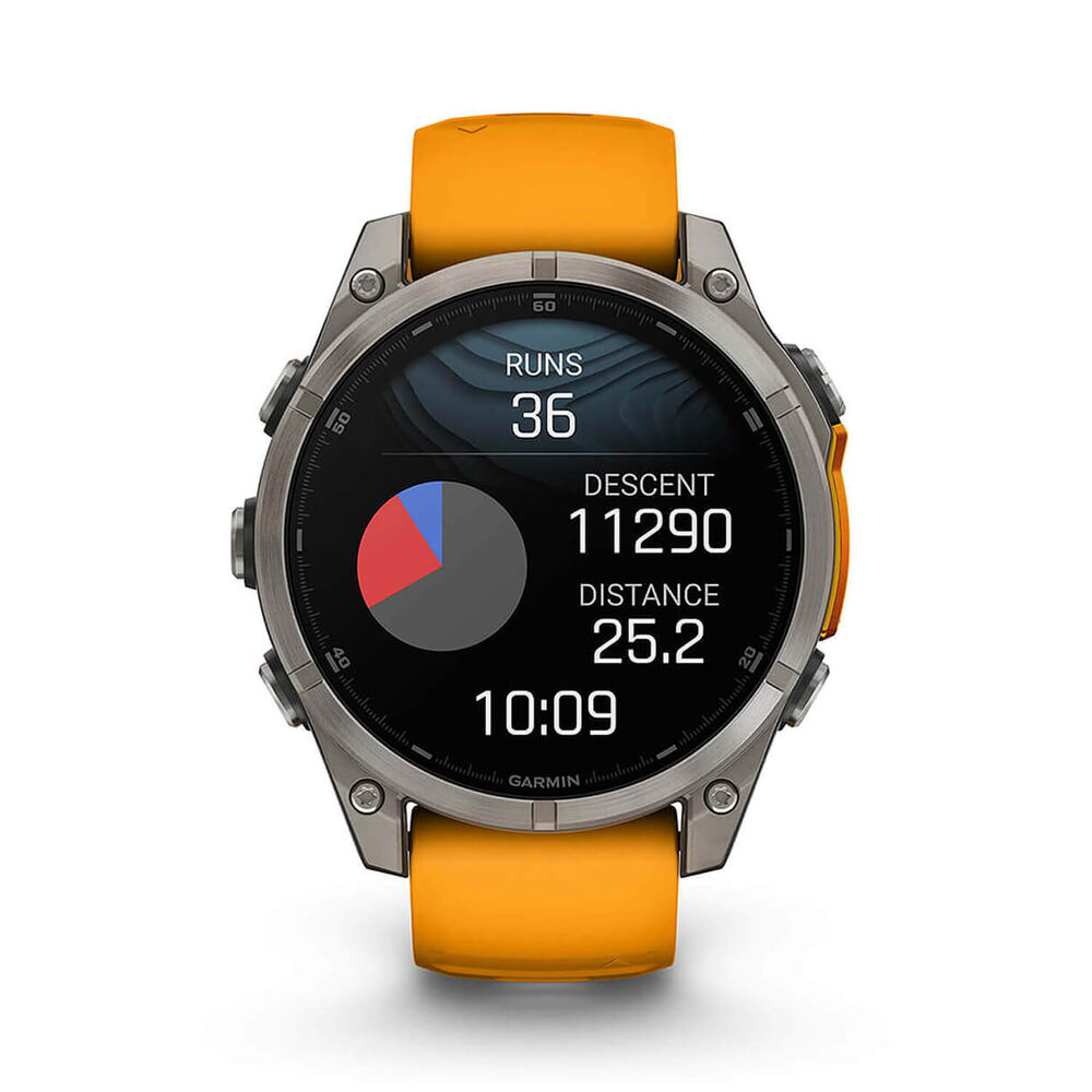 Garmin fenix® 8 AMOLED Sapphire 47mm Titanium Case Spark Orange Graphite Silicon Strap Watch image number 4