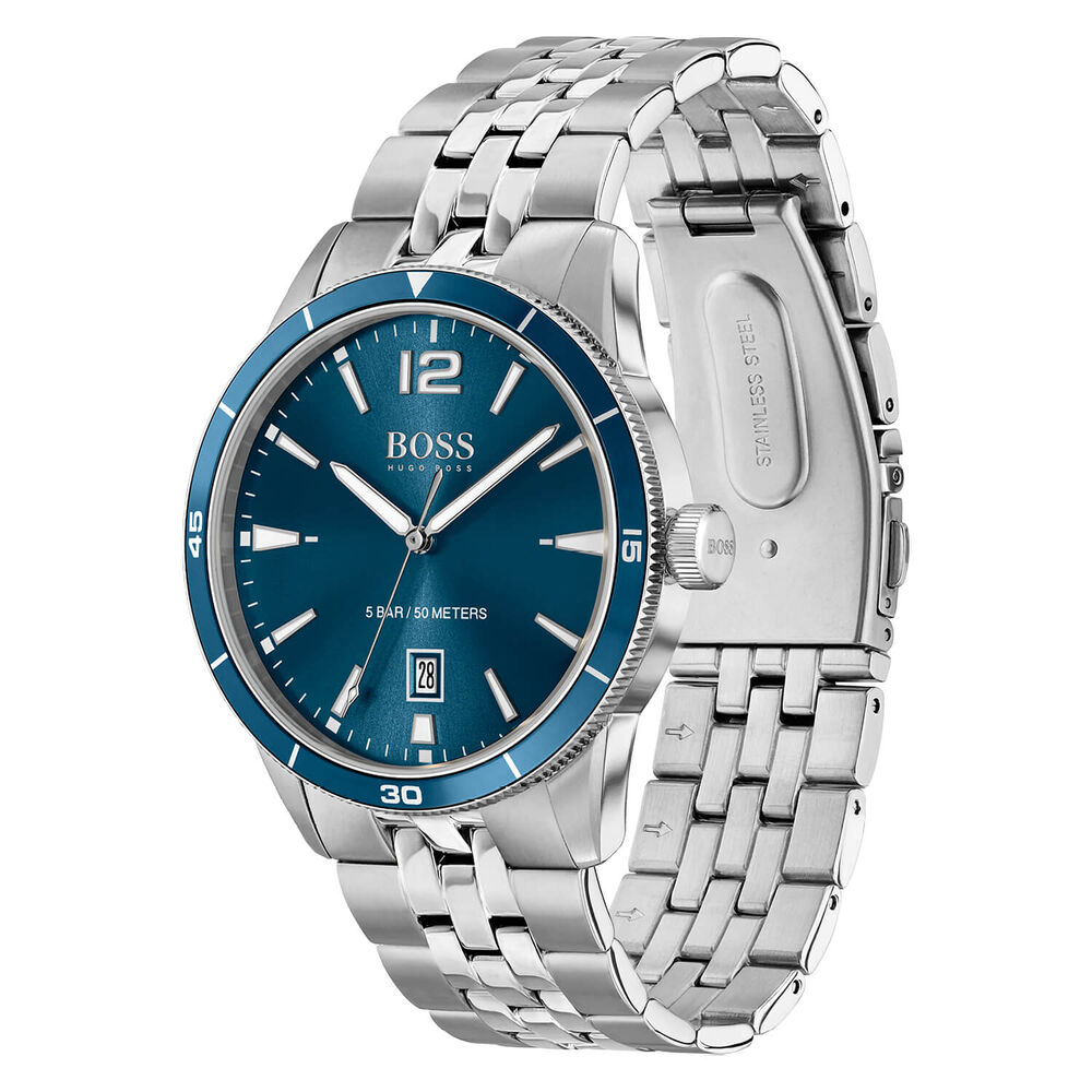 Hugo BOSS Drifter 42mm Blue Dial Blue Bezel Steel Case Bracelet Watch image number 1