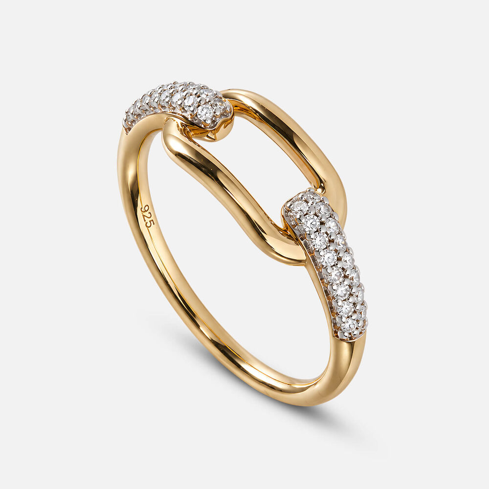 Born Contour 9ct Yellow Gold 0.16ct Lab Grown Diamond Open Rectangle Ring