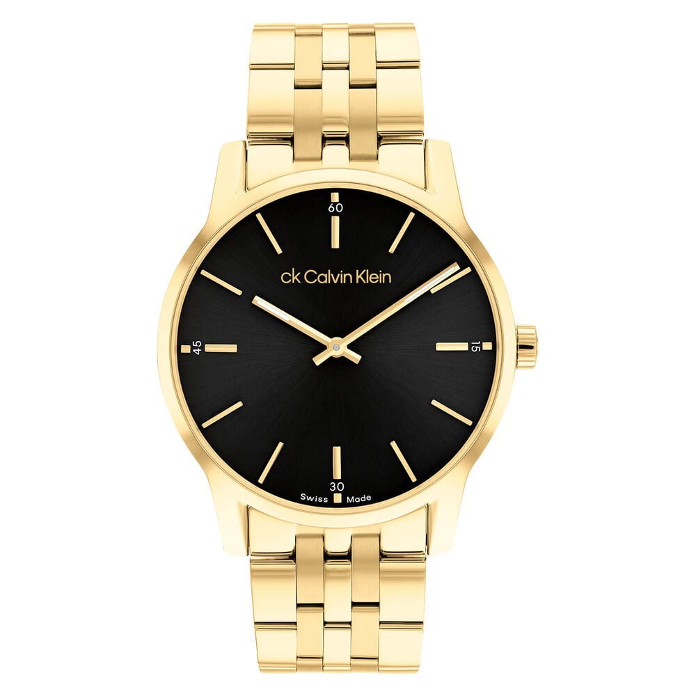 Calvin Klein Timeless Dressed 32mm Black Dial Yellow Gold Plated Bracelet Watch