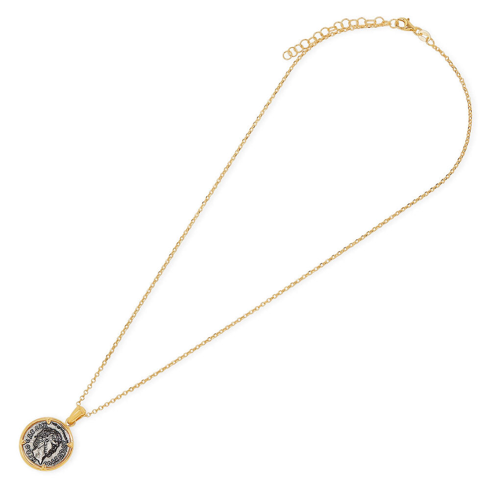 Sterling Silver and Yellow Gold Plated Vintage Coin Ladies Pendant Necklace (Chain Included) image number 4