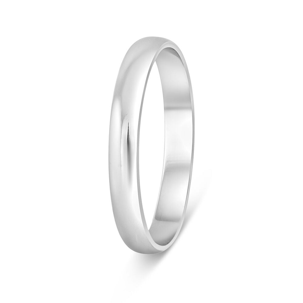9ct white Gold Polished 3mm D Shape Wedding Ring image number 3