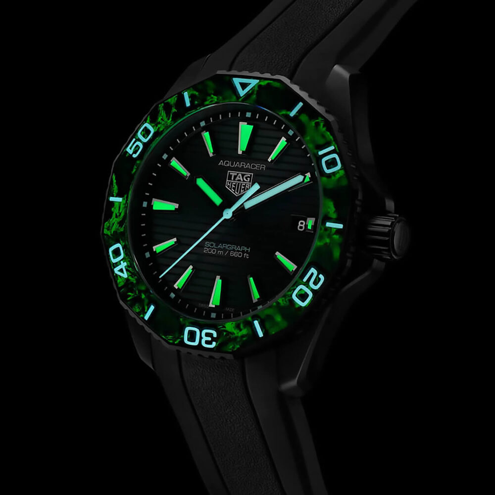 TAG Heuer Professional 200 Solargraph 40mm Black Dial DLC Case Rubber Strap Watch image number 5